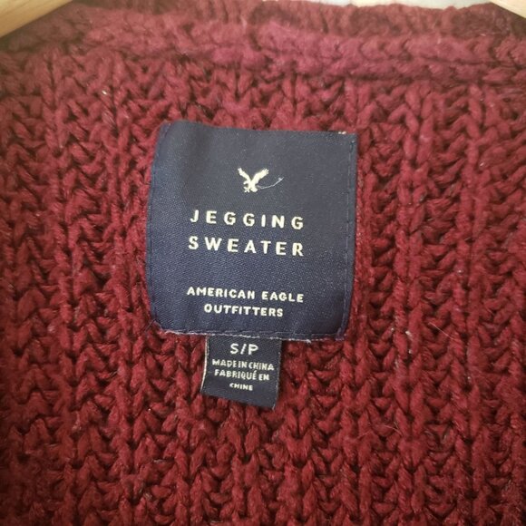 American Eagle Womens Red Knit Jegging Sweater Size S Preppy Layering Autumn - Picture 6 of 8
